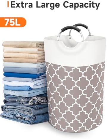 Large Laundry Basket, 75L Tall Collapsible Hamper - Image 5