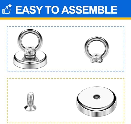 DIYMAG Magnetic Hooks with Countersunk Hole Eyebolt 60LBS 20Pack - Image 5