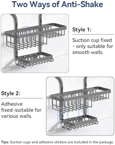 YASONIC Never Rust Shower Caddy Hanging, Aluminum Shower Racks - Image 6