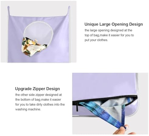 2PCS Purple Hanging Laundry Hamper Bag Over the Door Laundry Hamper Wall Hamper - Image 4