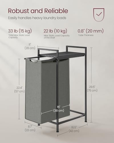 VASAGLE Laundry Sorter 1 Section, Rolling Cart - Image 5