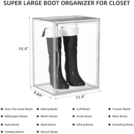 Clear Acrylic Display Case for Boot Storage Organizer Tall Boots Boxes Clear - Image 2