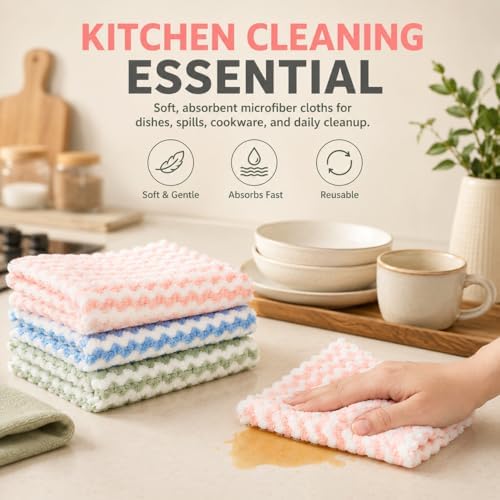 10PACK Kitchen Cleaning Cloths, Microfiber Dish Cloths: All-Purpose - Image 5