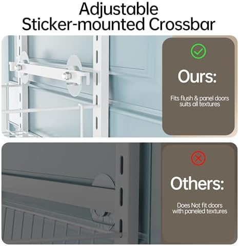 Delamu Pantry Door Organizer, Adjustable Metal Over the Door Pantry Organizer - Image 3