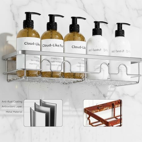 Adhesive Shower Caddy, Large Capacity Shower Racks - Image 3