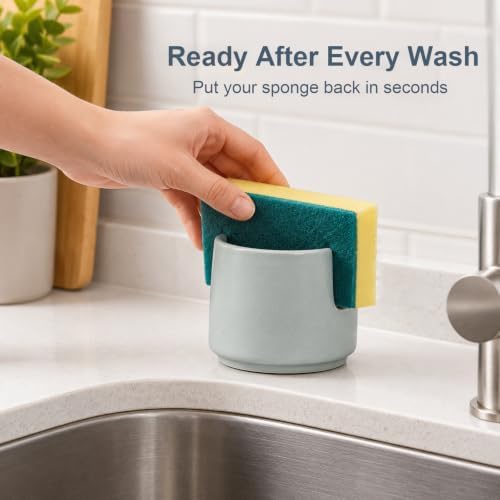ONEMORE Ceramic Sponge Holder for Kitchen Sink, - Image 2