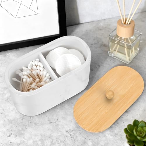 Cotton Swab Holder, 2 Compartments Round Cotton Pads Balls Qtips Holder - Image 4