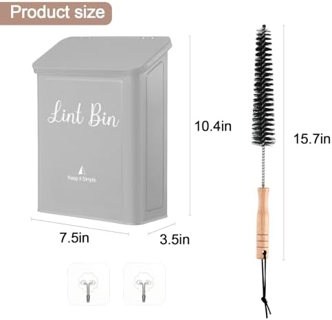 Magnetic Lint Bin for Laundry Room Organization and Storage, Light Grey - Image 6