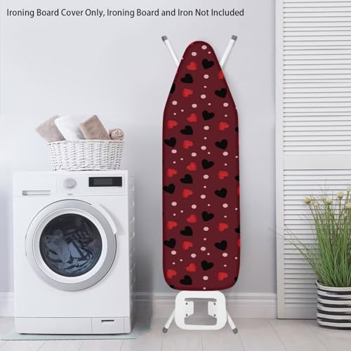 Red Love Heart Ironing Board Cover, 15 x 54 Applicable Standard Size Happy - Image 3