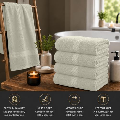 DAN RIVER 600 GSM Cotton Large Bath Towels Set of 4, 27 x 54 Inches - Image 4