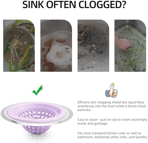 Silicone Strainer for Kitchen Sink, 2 Pack, Stainless Steel Reinforced - Image 3
