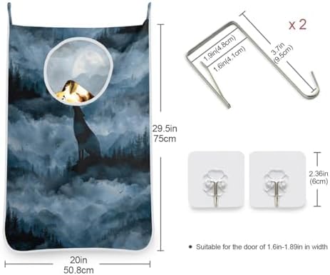2PCS Hanging Laundry Hamper Bag Over the Door Laundry Hamper Wall Hamper Large - Image 3