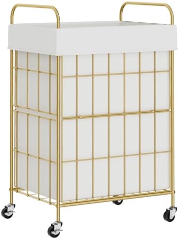 90L Laundry Hamper with Wheels, Laundry Basket with Handle and Liner Bag by Heeytilly
