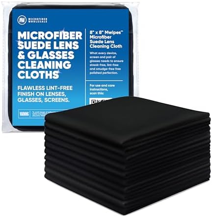 Premium Lens Screen Cleaning Cloth by Microfiber Wholesale | Black | 8”x8” | by MicrofiberWholesale