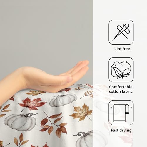 Orange Leaves Pumpkin Fall Bathroom Towels Set Autumn Maple Leaves Hand Towels - Image 4