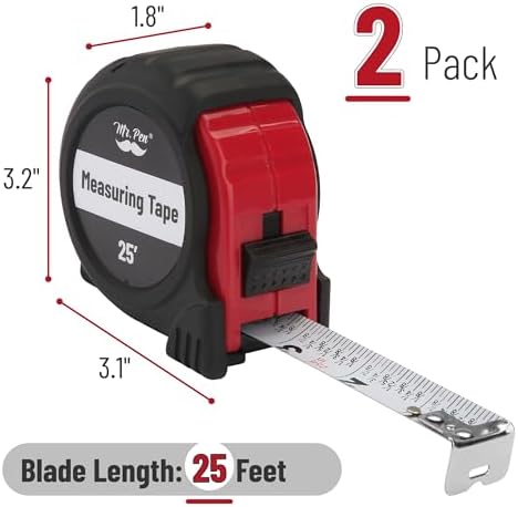 Mr. Pen- Retractable Tape Measure 25 ft, 2 Pack, Easy Read - Image 2