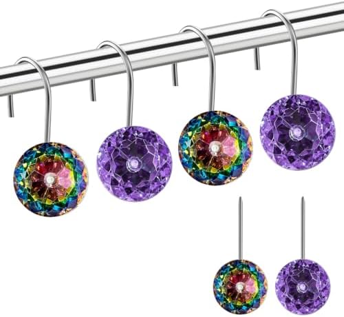 12PCS Purple Decorative Shower Curtain Hooks by Gosuoa