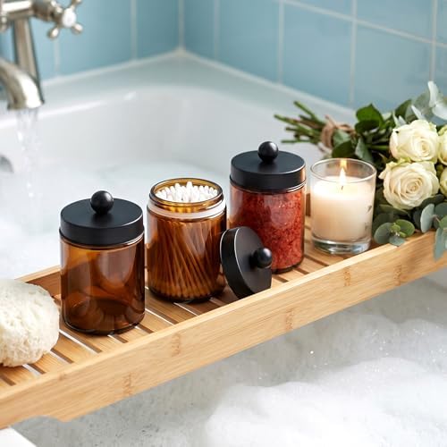 Accguan 6Pack Amber Apothecary Jars Bathroom Vanity Storage Organizer Set - Image 6