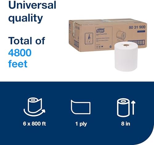 Tork Paper Hand Towel Roll White H80, 6 Rolls x 800 ft - Image 2