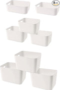 Set Of 8 Plastic Storage Bins,Versatile Kitchen Pantry Organization and Storage,for Plastic Storage Container Under Bed,Under Sink Bathroom Organizer (White, 8 Pack