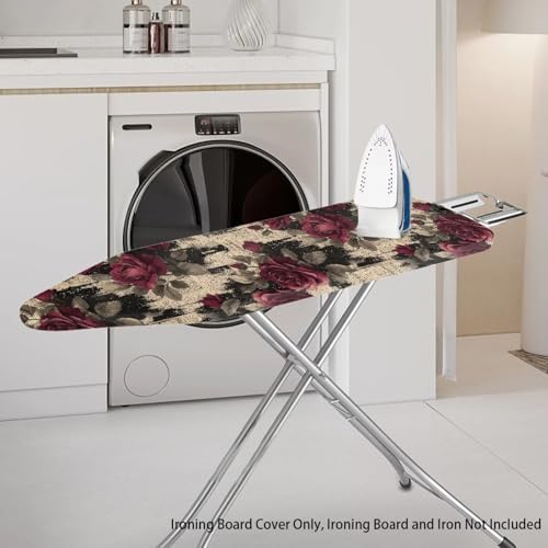 Red Rose Ironing Board Cover 15x54 Inches Standard Retro Newspaper Ironing - Image 2