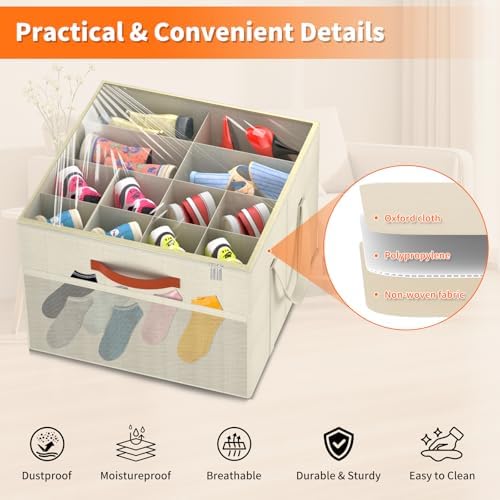Aokeyee 2 Pack Shoe Organizer for Closet, Stackable Shoe Storage Box - Image 3