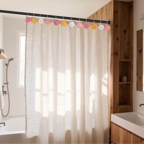 Flower Shower Curtain Hooks, 12 Pack Rustproof Stainless Steel Decorative - Image 5