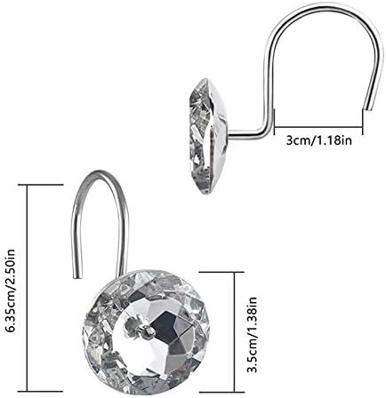 12 Pcs Bling Rhinestones Shower Curtain Hooks Bathroom Rolling Hooks - Image 3