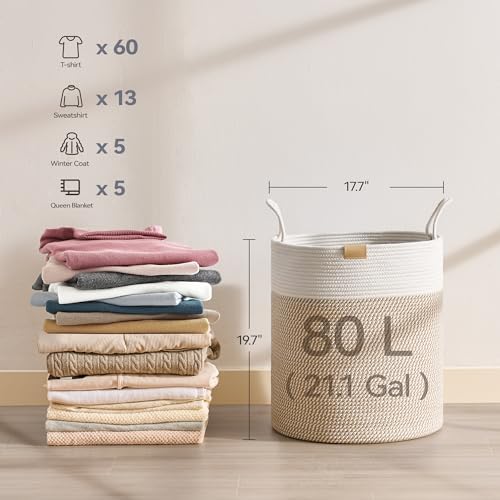 Nunsino 80L Laundry Hamper Basket, Baby Nursery Woven Storage Basket - Image 6