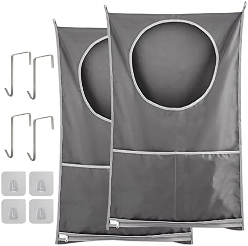 Hanging Laundry Hamper, Over The Door, 2 Grey Pack by fahombag