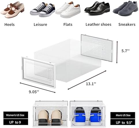 12 Pack Shoe Organizer Storage Bins, Space Saving Foldable Shoe Storage Bins - Image 3
