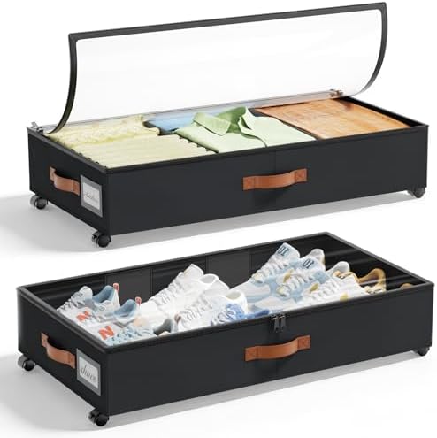 LAMU Under Bed Storage with Wheels, 2 Pack Under Bed Storage Containers with by YourHome-OrganizationHelper