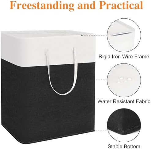 TasticTotes Laundry Basket 3-Pack, Laundry Hamper, 125L-Black - Image 4