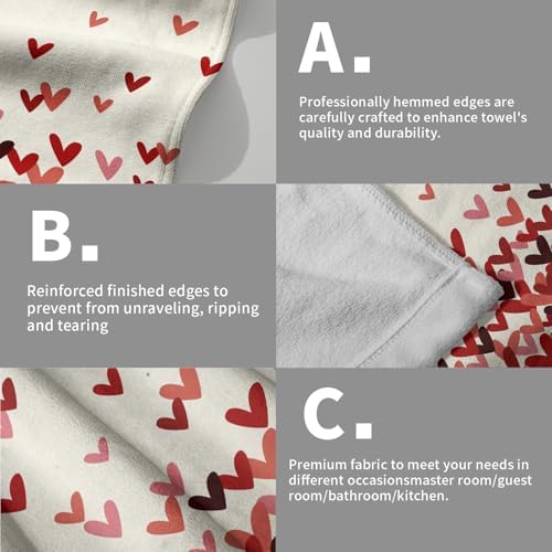 Pink Red Love Heart Hand Towels Pack of 2 Happy Valentine's Day Fingertip - Image 5