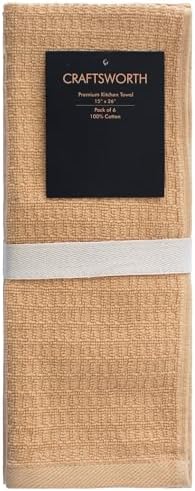 CRAFTSWORTH Cotton Kitchen Towels15 x 26" Solid Tan Kitchen Hand Towels - Image 2