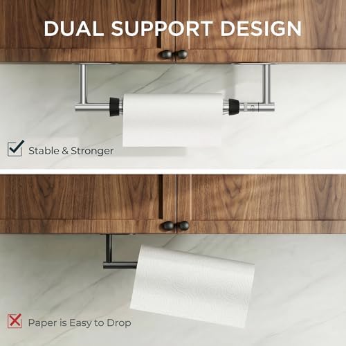 FORIOUS Paper Towel Holder Under Cabinet, One Hand Tear - Image 4