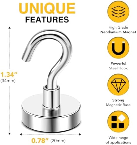 DIYMAG Magnetic Hooks, Strong Magents 10 Pack 50lbs - Image 2