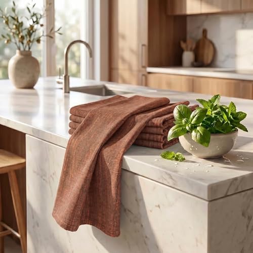 Urban Villa Kitchen Towels Cotton Dish Towels 20”x30” Blk/Orange - Image 6