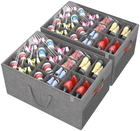 Aokeyee 2 Pack Shoe Organizer for Closet, Large Shoe Storage Box by Aokeyee