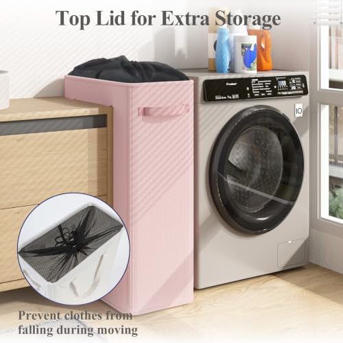 Optish 75L Pink Slim Laundry Hamper, Large Laundry Basket - Image 6