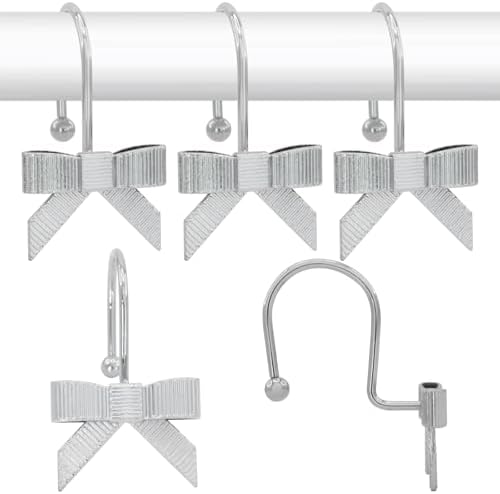 Decorative Shower Curtain Hooks, Luxury Bowknot Shower Curtain Rings, Modern by JTDTH