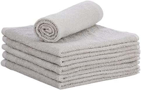 Superio Cotton Terry Washcloths Grey Towels 100% Cotton Cleaning Cloth Rags by Superio