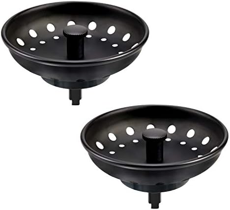 KONE Black Sink Basket Strainer Drain Stopper, 2 Pack Stainless Steel Matte by KONE