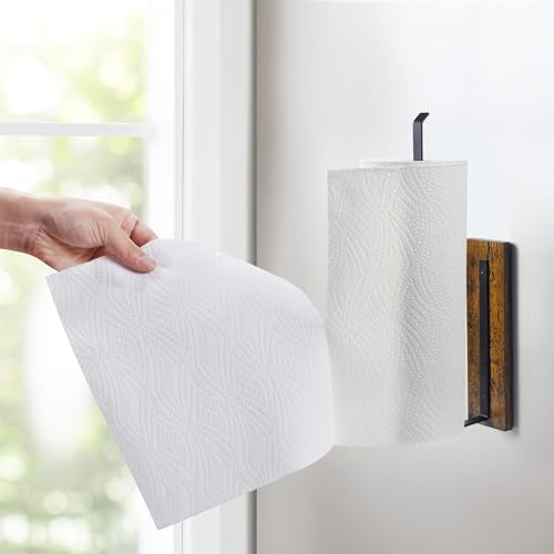 Magnetic Paper Towel Holder, Wood Farmhouse Heavy Duty Strong Magnet Backing - Image 3