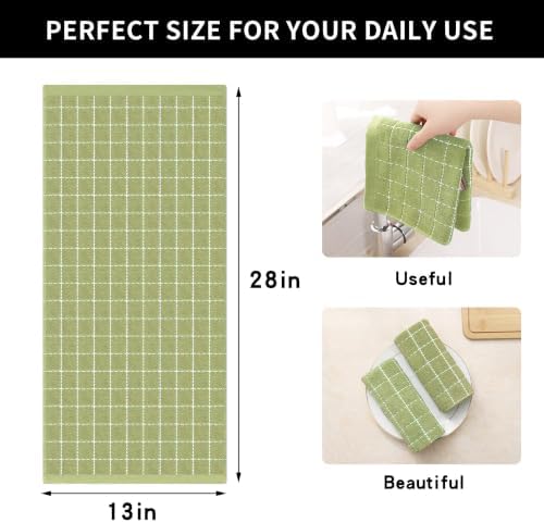 Homaxy 100% Cotton Terry Kitchen Towels, 6 Pack, Sage Green - Image 5