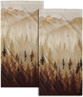 Brown Yellow Misty Forest Hand Towels Set of 2 Fall Mountain Woodland by Granbey