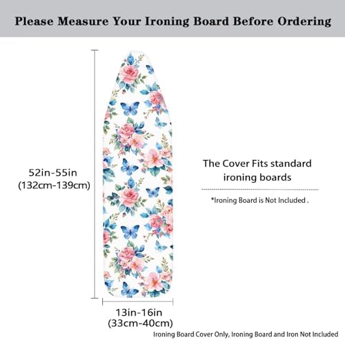 Blue Butterfly Floral Folding Tabletop Ironing Board Cover Standard Size Scorch - Image 5