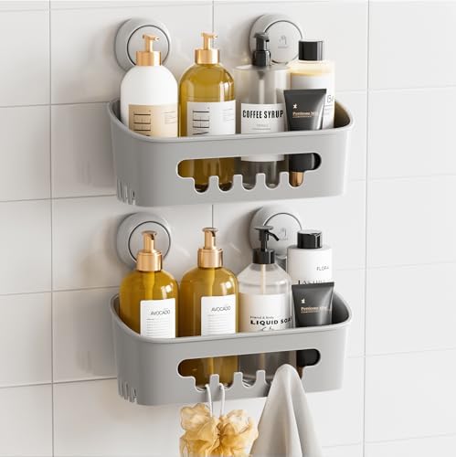 TAILI Shower Caddy Suction Cup, Bathroom Organizer Shelves Grey 2 pack by TAILI