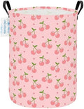 Round Laundry Basket Collapsible Storage Hamper Organizer Pink Cherry by LANGYASHAN