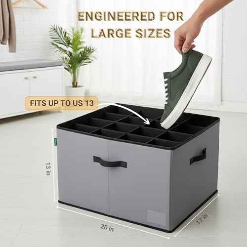 2 Pack Shoe Organizer for Closet, Foldable Fabric Shoe Storage Box - Image 2